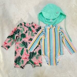 Old Navy Baby Girl bathing suits & hat bundle